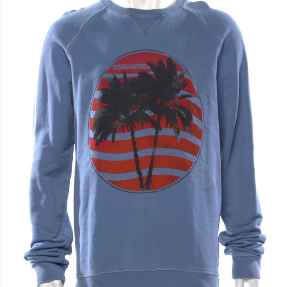 DSquared2 2016 Miami Vice Sweater Pullover Sweatshirt Shirt Large 80s Palm Tree